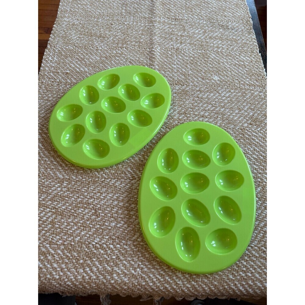 Set of 2 Green Deviled Egg Trays